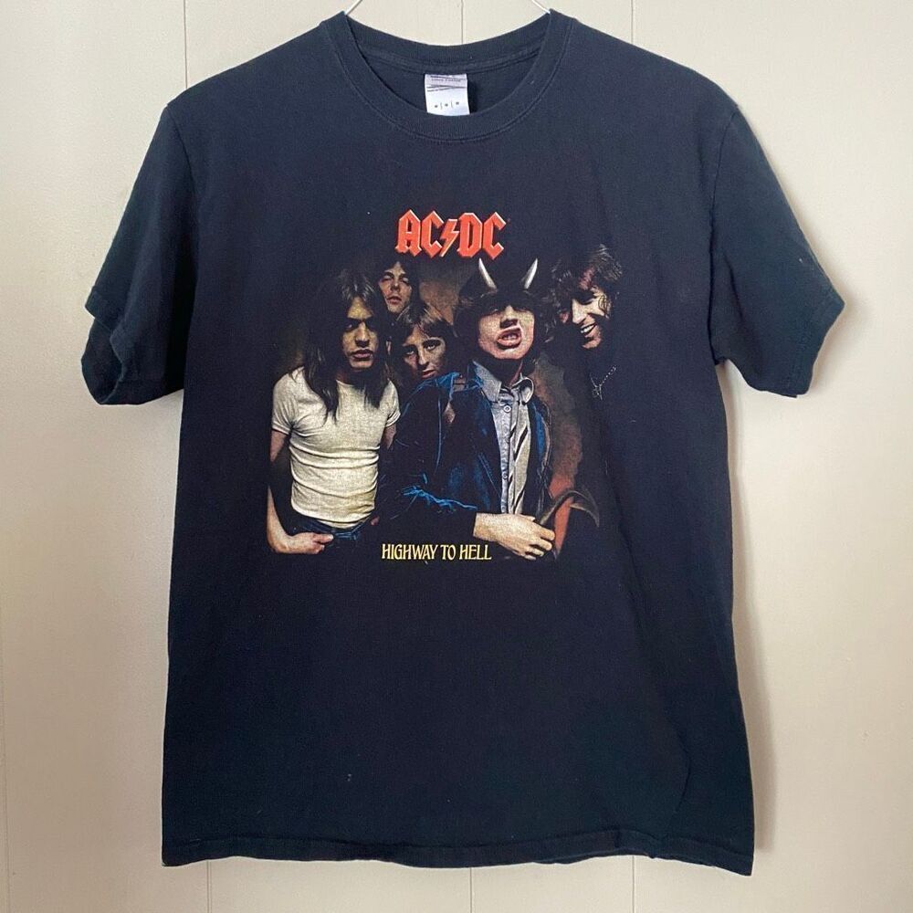 AC/DC Highway to Hell Band T Shirt Black Graphic Tee Size M Gildan